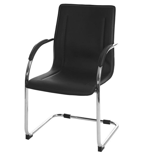 Mendler Esszimmerstuhl Samara, Freischwinger Küchenstuhl Lehnstuhl Stuhl, Stahl, schwarz, 74881