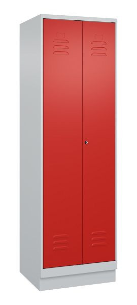 C+P Umkleidespind Classic PLUS, Doppel-Spind, Sockel, 2 Abteile, 1950x600x500mm, 7035/3020, Zylinderschloss, 080022-20P S10017