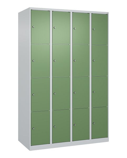 C+P Schließfachschrank Classic PLUS, 4 Abteile mit je 4 Fächern, 1850x1200x500mm, 7035/6011, 080000-404 S10006