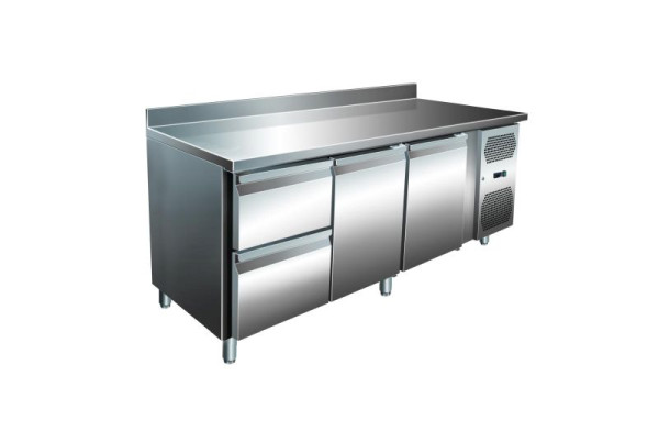 A&S Polarny VIP Kühltisch mit 1x 2 Schubladen und 2 Türen und Aufkantung -2 bis +8°C 1.795x600x960 mm, KT-VIP-600-3-C2A