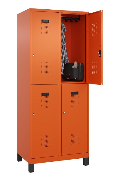 C+P Doppelstöckiger Spind Evolo PLUS, mit Füßen, 4 Fächer, 1950x800x500mm, 2004, Zylinderschloss, 049310-22 S10050