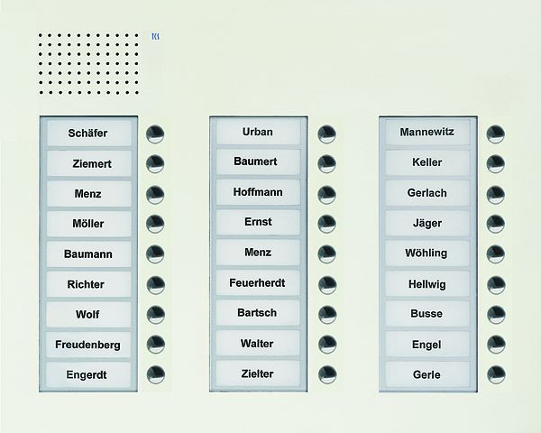 TCS Audio Außenstation Serie PUK 27 Klingeltasten (rechtsbündig), 3-spaltig, UP weiß, PUK27/3-WS