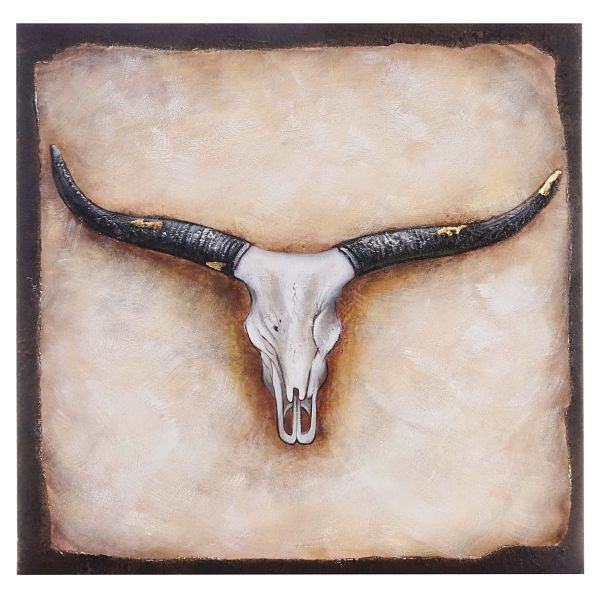 Mendler Ölgemälde Stier, 100% handgemaltes Wandbild Gemälde XL, 100x100cm, 44733