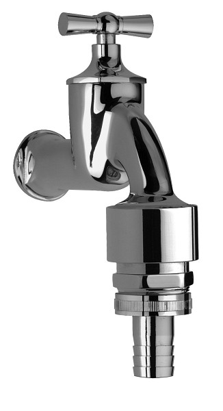 Benkiser Auslaufventil 3/4 Zoll mit Knebelgriff, Schlauchverschraubung 1 Zoll, chrom, Rohrbelüfter, 7203450