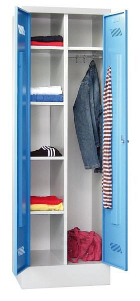 Pavoy Kleider-Wäscheschrank mit Sockel 1850/500/600, 2 Abteile, Drehriegelverschluss, gemeinsam verschließbar, 20208-213-132-905735