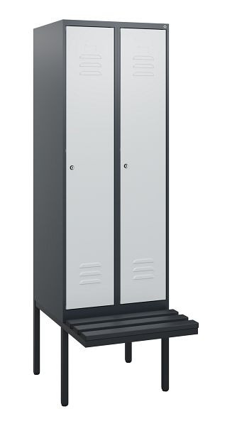 C+P Umkleidespind Classic PLUS, 2 Abteile, 1950x600x815mm, 7016/7035, Zylinderschlösser, 0800405-20 S10058
