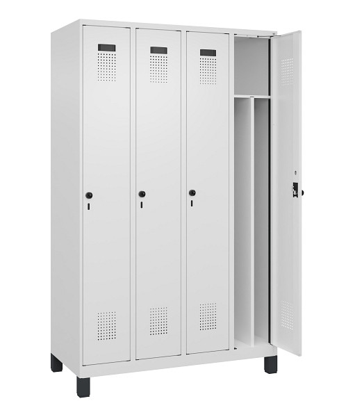 C+P Spind Evolo PLUS, mit Füßen, 4 Abteile, 1950x1200x500mm, 9016/9016, Verschluss Drehriegel, 049010-40F S10020