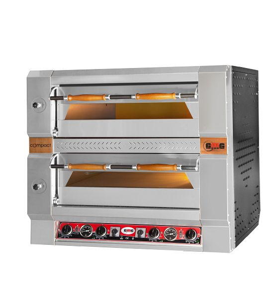 GMG Pizzaofen Compact U, 9+9x Ø 30 cm, 16 kW 400V, Bedienelement unten, mit Schamottsteinboden, 2 Backkammern, PCU9292