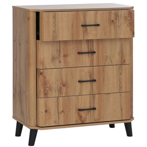 Mendler Kommode HWC-P42, Sideboard Schrank Anrichte, 4 Schubladen, MDF 92x80x40cm, Wotan-Eiche-Optik, 139781+139782