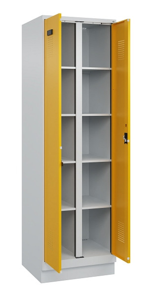 C+P Wäsche-Spind Evolo PLUS, mit Sockel, 2 Abteile, 1950x600x500mm, 7035/1004, Verschluss Zylinderschloss, 049022-20B S10027
