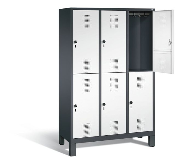 C+P Spind doppelstöckig Evolo, H1850xB1200xT500mm, Farbe: Schwarzgrau / Verkehrsweiß, 48310-32 S10213