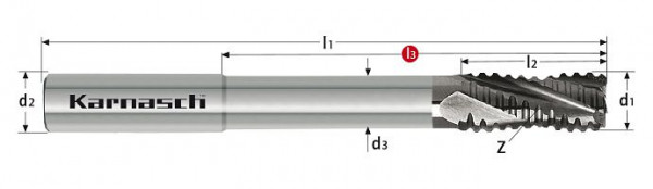 Karnasch VHM-HXF-Profil-Schruppfräser extra lang HSC/HPC d= 10,0 mm Schaft HA DVC-X3, 3063551000