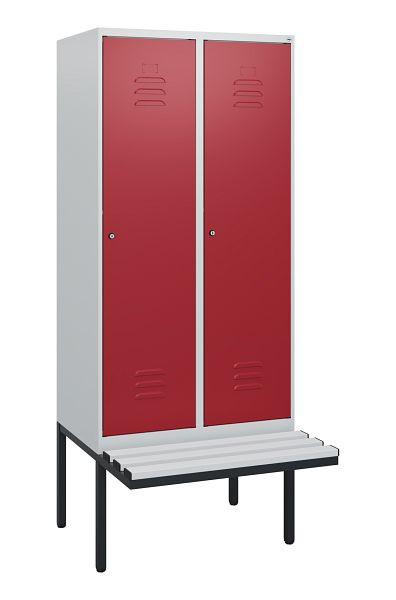 C+P Umkleidespind Classic PLUS, 2 Abteile, 1950x800x815mm, 7035/3003, Zylinderschlösser, 0800405-22 S10046