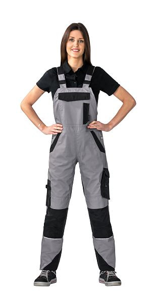 Planam Norit Damen Latzhose, zink/schwarz, Größe 46, 6536046