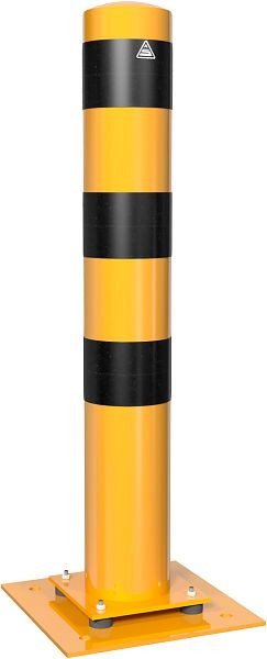 Schake Elastischer Stahlrohrpoller Ø 152 x 3, 2 mm zum Aufdübeln gelb / schwarz, feuerverzinkt und gelb beschichtet mit drei schwarzen Streifen, 40153NPBG