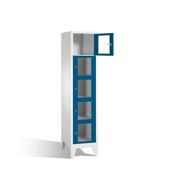 C+P Schließfachschrank Classic, H1850xB420xT500mm, Farbe: Lichtgrau / Enzianblau, 8010A125 S10002