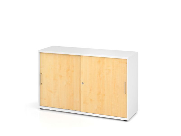 Hammerbacher Schiebetürschrank 1752S BS, 2 OH, Korpus: Weiß / Front: Ahorn, 120 x 40 x 74,8 cm (BxTxH), V1752S/W/3/BS