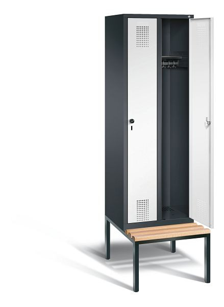 C+P Garderobenschrank Evolo, H2090xB610xT815mm, Farbe: Schwarzgrau / Verkehrsweiß, 48050-20 S10386