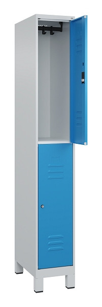 C+P Doppelstock-Spind Classic PLUS, Füße, 1 Abteil, 1950x300x500mm, 7035/5012, 080310-10 S10019