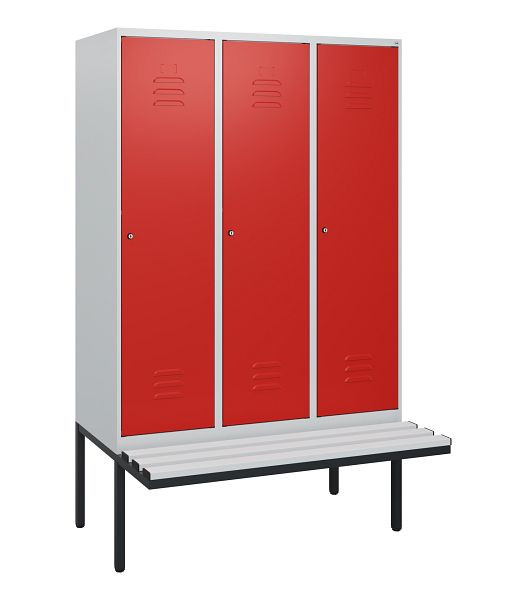 C+P Umkleidespind Classic PLUS, 3 Abteile, 1950x1200x815mm, 7035/3020, Zylinderschlösser, 0800405-32 S10047