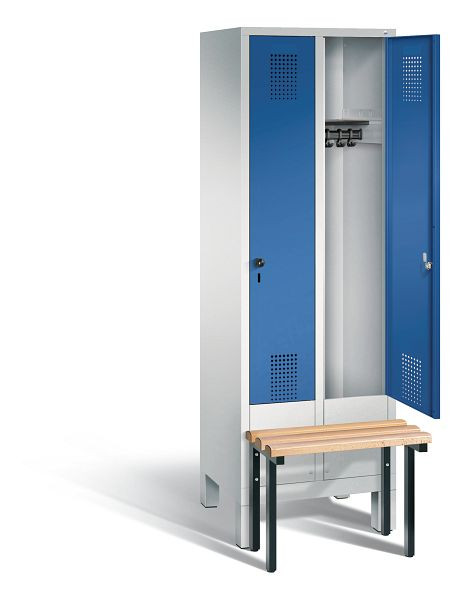 C+P Garderobenschrank Evolo, H1850xB610xT815mm, Farbe: Lichtgrau / Enzianblau, 48030-20 S10032