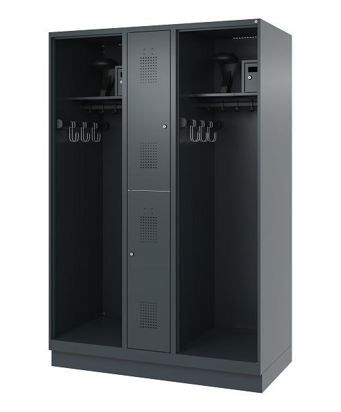 C+P Feuerwehrspind Evolo, Modell MAXI, 2 Abteile, H1850B1300T600 mm, Anthrazit, Sockel, 0496315-030 S10010