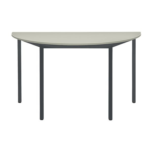 Bisley Mehrzwecktisch, Halbrund, Breite 1400 mm, Tiefe 700 mm, 25mm Tischstärke, 334 anthrazitgrau x G grau, MTC25H1407G334