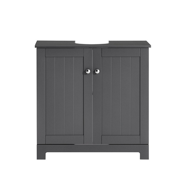 SoBuy Waschbeckenunterschrank mit zwei Türen Dunkelgrau 58x30x60 cm, Funktional, BZR18-II-DG