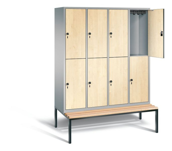 C+P Spind doppelstöckig Evolo, H2090xB1590xT810mm, Farbe: Weißaluminium / Dekor Donau-Ahorn, 48350-42 S10261