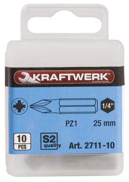 Kraftwerk 1/4" Kreuzschlitz-Bit für Pozidriv-Schrauben 25 mm Nr. 1, VE: 10 Stück, 2711-10