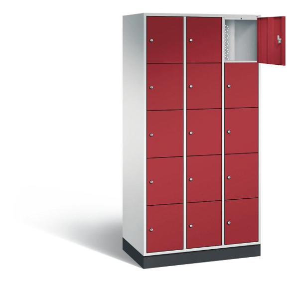 C+P Schließfachschrank Intro, H1950xB920xT490mm, Farbe: Lichtgrau / Rubinrot, 8570-301 S10036