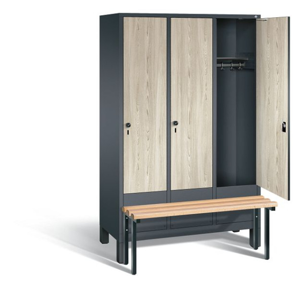 C+P Garderobenschrank Evolo, H1850xB1200xT815mm, Farbe: Anthrazitgrau / Dekor Sen-Esche, 48030-32 S10154