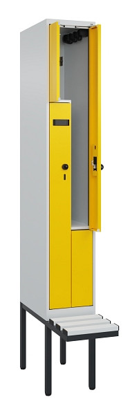 C+P Z-Spind Evolo PLUS, Bank, 2 Fächer, 2120x300x815mm, 7035/1023, Drehriegel, Material Sitzfläche Kunststoff, 0490437-102 S10055