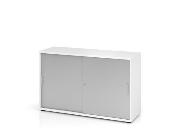 Hammerbacher Schiebetürschrank 1752S BS, 2 OH, Korpus: Weiß / Front: Silber, 120 x 40 x 74,8 cm (BxTxH), V1752S/W/S/BS