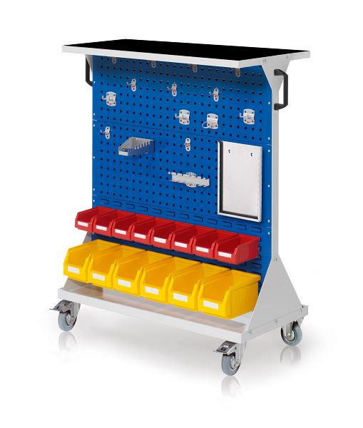 Kappes RasterMobil Größe 3 RAL 7035/5010, H1270 x B1000 x T500 mm, 1 x Auflageboden aus Stahlblech inkl., Riffelgummimatte, 7021.07.2216