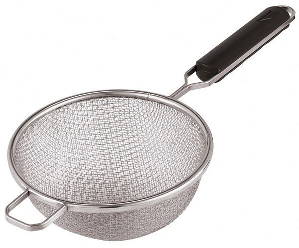 APS Passiersieb mit Doppelnetz, Ø 20 cm, Höhe: 8 cm, 18/10 Edelstahl, ABS, Stiellänge: 18 cm, 74721