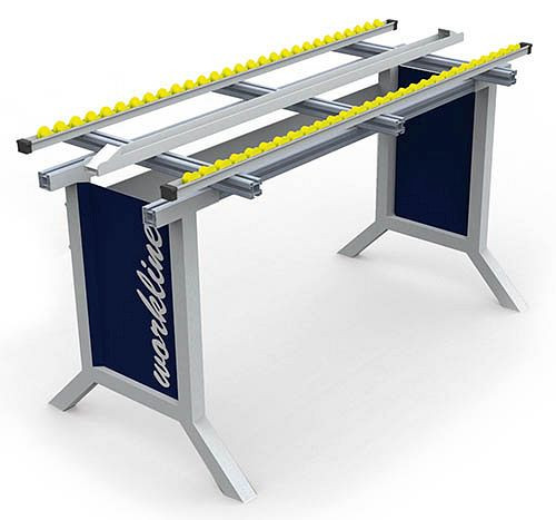 Bedrunka+Hirth workline Grundgestell mit Röllchenbahn, Klemmfeststellung, Maße in mm (BxT): 1500 x 600, 07.60.150