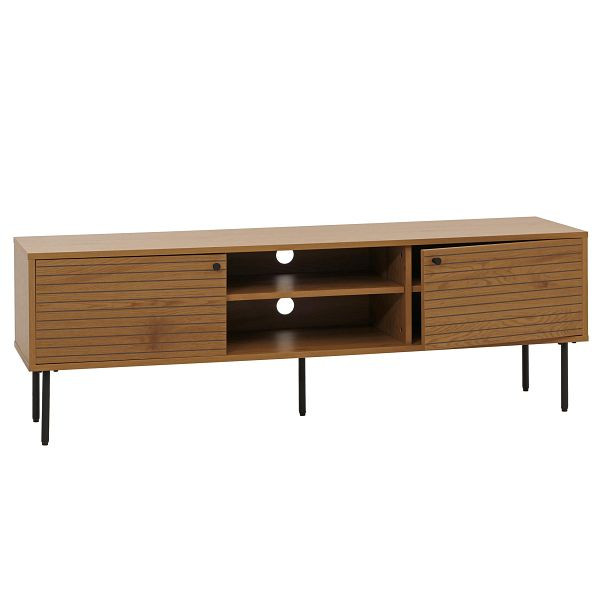 Mendler TV-Rack HWC-N78, Lowboard TV-Schrank, skandinavischer Stil Metall Holz Melamin MVG 50x150x40cm, natur, 109277+109278
