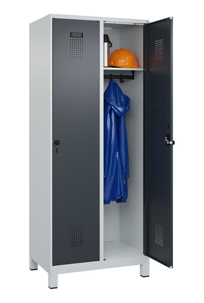 C+P Spind Evolo PLUS, mit Füßen, 2 Abteile, 1950x800x500mm, 7035/7016, Verschluss Drehriegel, Ablageböden 2, 049010-22 S10012