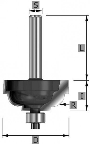 Edessö Cavettofräser HW mit Kugellager, A: 28,6, R: 6,35, B: 14,3, C: 8, 116228608