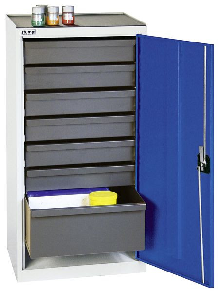 stumpf Werkzeug- und Materialschrank Serie 3000, 7035/5010, 6 Schubladen 100 mm, 1 Schublade 200 mm, 3001874