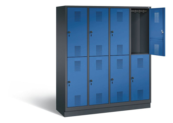 C+P Spind doppelstöckig Evolo, H1800xB1590xT500mm, Farbe: Schwarzgrau / Enzianblau, 48320-42 S10110