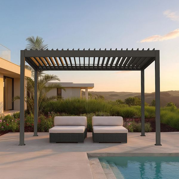 HOME DELUXE Elektrische Pergola aus Aluminium FAYLA Anthrazit, 407 x 297 x 250 cm, 72755