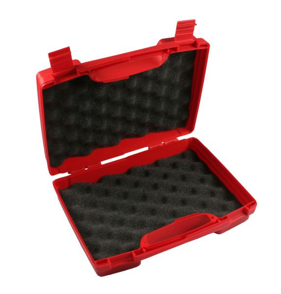 Busching Kunststoffkoffer rot 260x210x76 mm, Noppenschaumeinlage 5+10mm Boden/Deckel, 990220