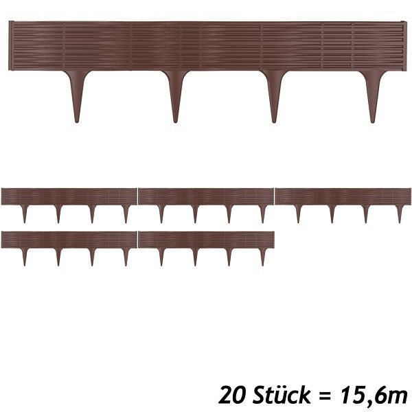 DEUBA Beeteinfassung 4er-Set Braun 15,6m, 994459, 4250525378276