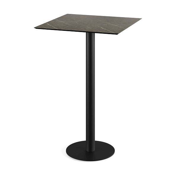 Feros Urban Stehtisch Schwarz gestell + Midnight Marble HPL 70x70 cm, 130041677