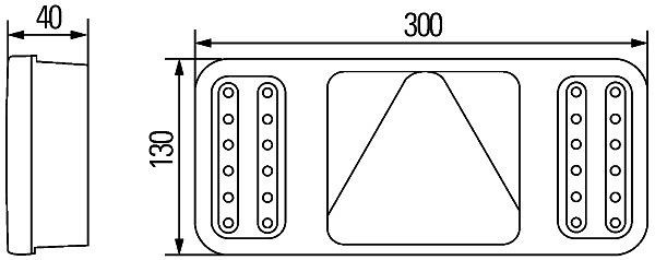 HELLA Heckleuchte - Coluna - LED - 24V - Anbau/geschraubt - glasklar - LED-Lichtfarbe: rot/weiß/gelb - 500mm - Flachsteckhülse - rechts, 2VP 345 900-141