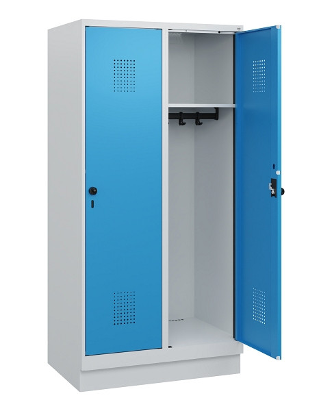 C+P Spind Evolo PLUS, Sockel, 2 Abteile, 1630x800x500mm, 7035/5012, Drehriegel, 0490205-22 S10007