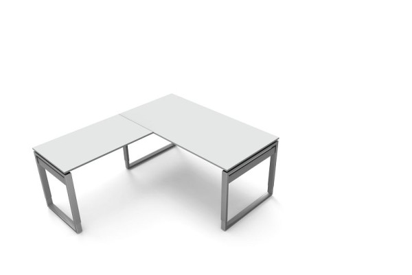 Kerkmann Schreibtisch B 1600 x T 800 x H 680-820 mm mit Anbautisch, Form 5, Farbe: lichtgrau, 11403911