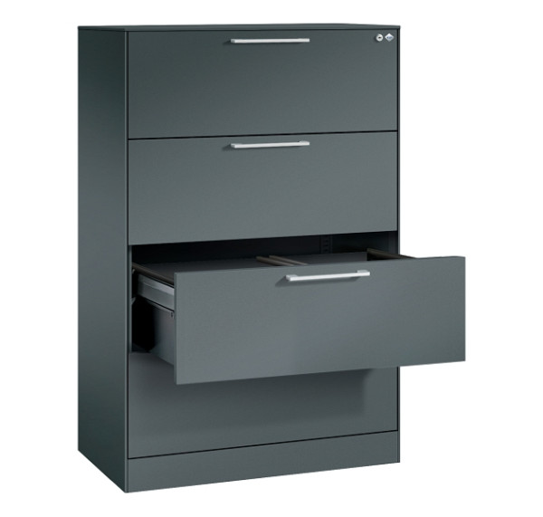 C+P Karteischrank Asisto, H1310xB800xT435mm, 7016/7016, 3 Schubladenblenden, 146023-422 S10089